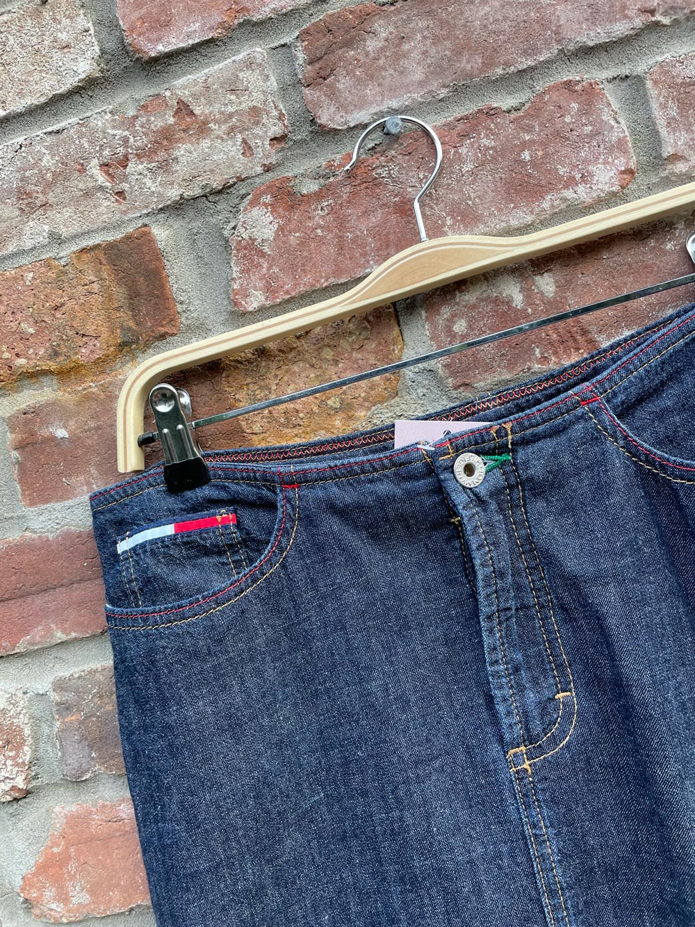 y2k tommy hilfiger denim midi skirt