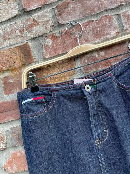 y2k tommy hilfiger denim midi skirt