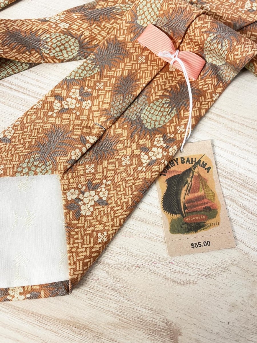 nwt tommy bahama handmade silk pineapple tie - good market thrift store