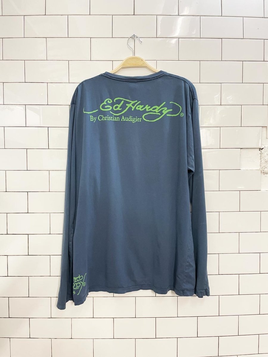 y2k ed hardy distressed long sleeve tee - good market thrift store
