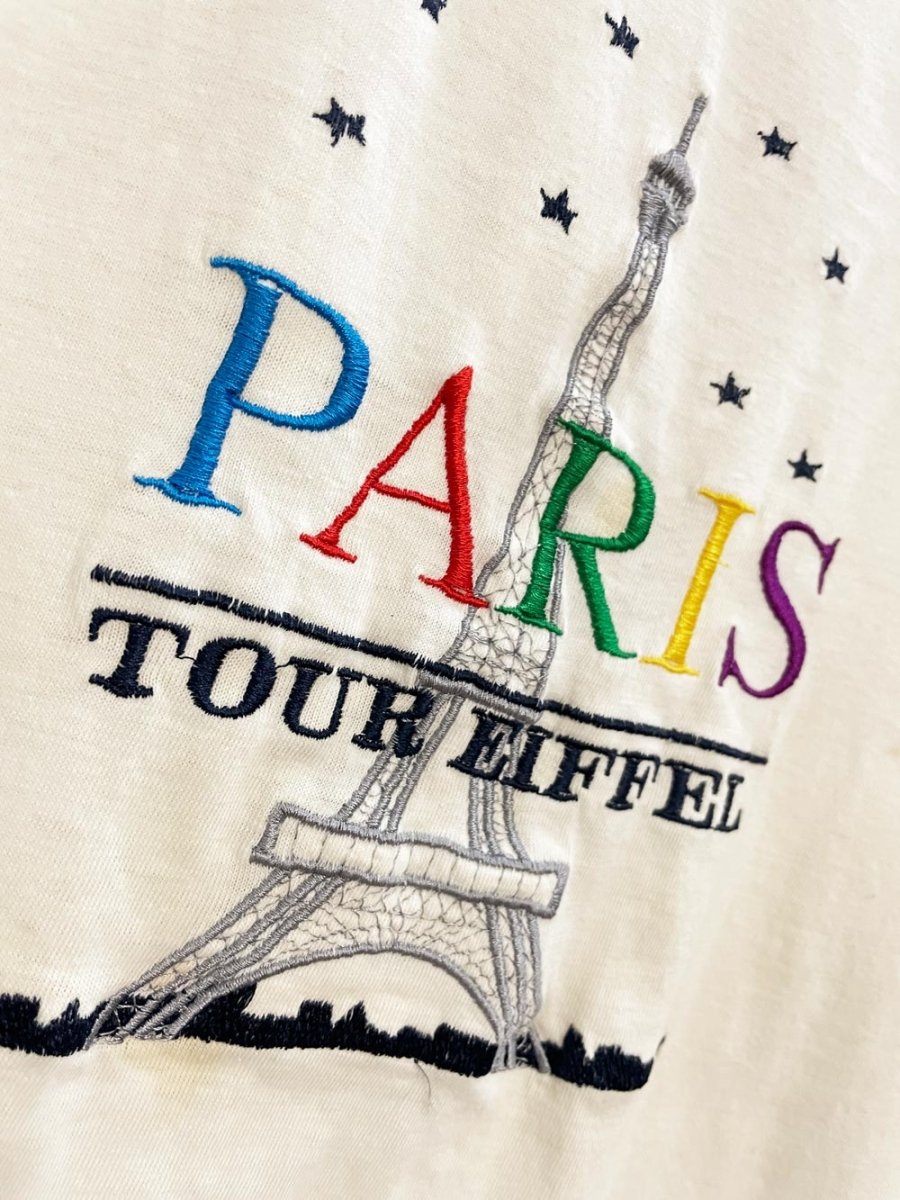 vintage 80s paris embroidered tee - good market thrift store