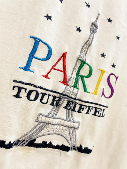 vintage 80s paris embroidered tee - good market thrift store