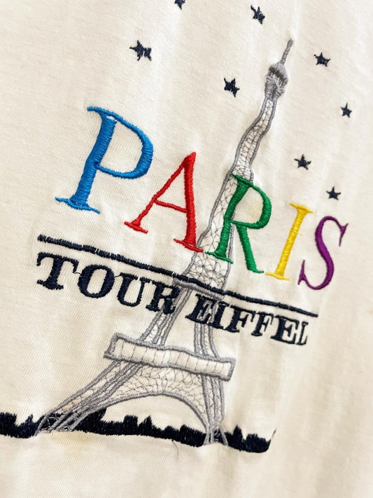 vintage 80s paris embroidered tee - good market thrift store