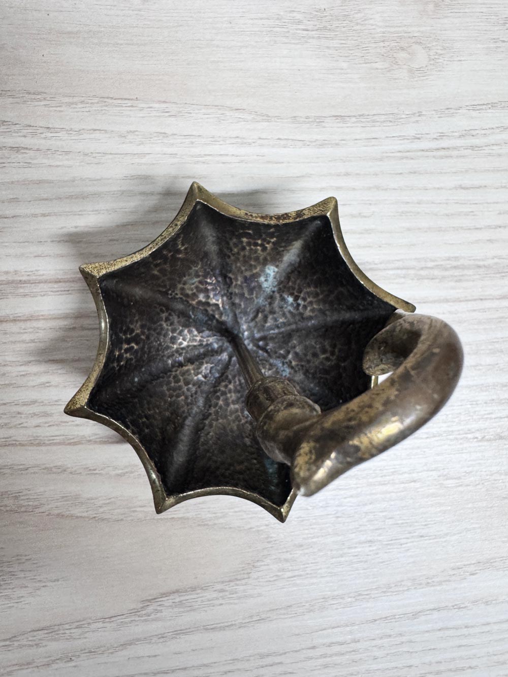 vintage 60s verdigris brass umbrella catch-all | mid-century