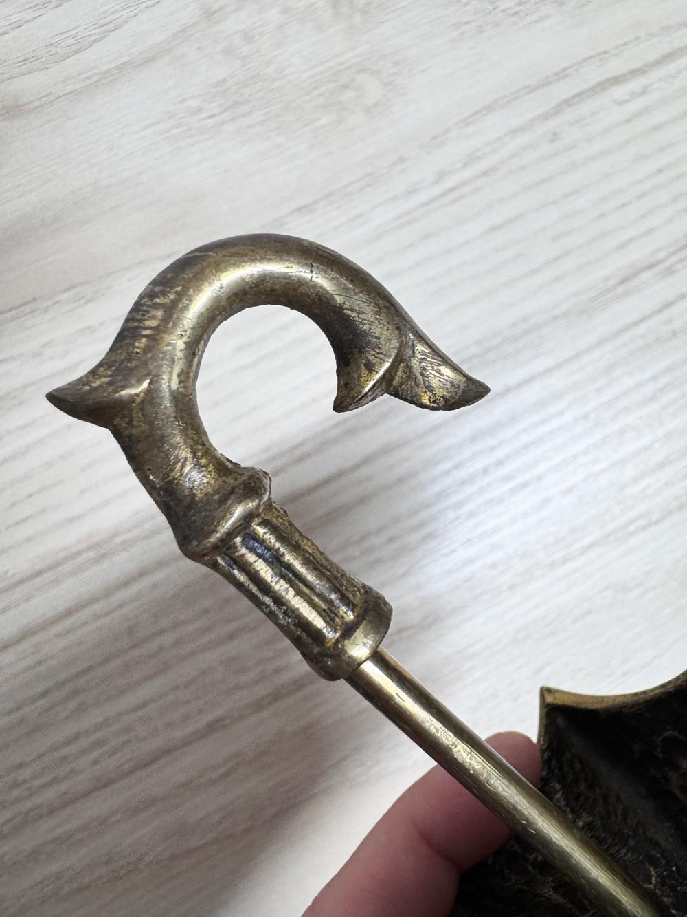 vintage 60s verdigris brass umbrella catch-all | mid-century