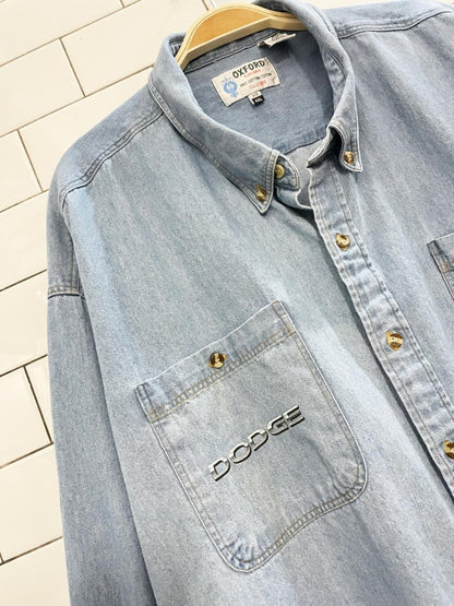 vintage oxford doge challenger denim shirt - good market thrift store