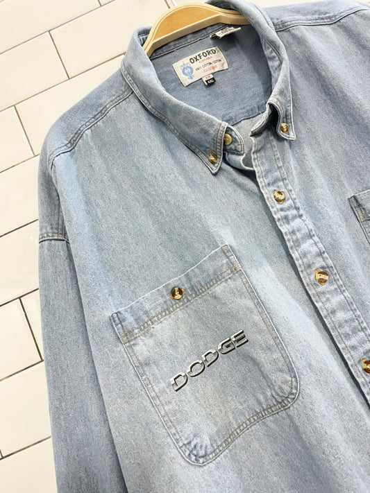 vintage oxford doge challenger denim shirt - good market thrift store
