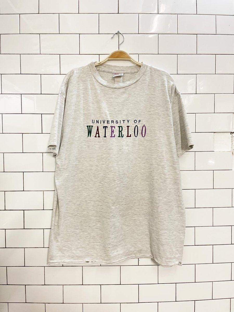 vintage 90s university of waterloo embroidered tee - good market thrift store