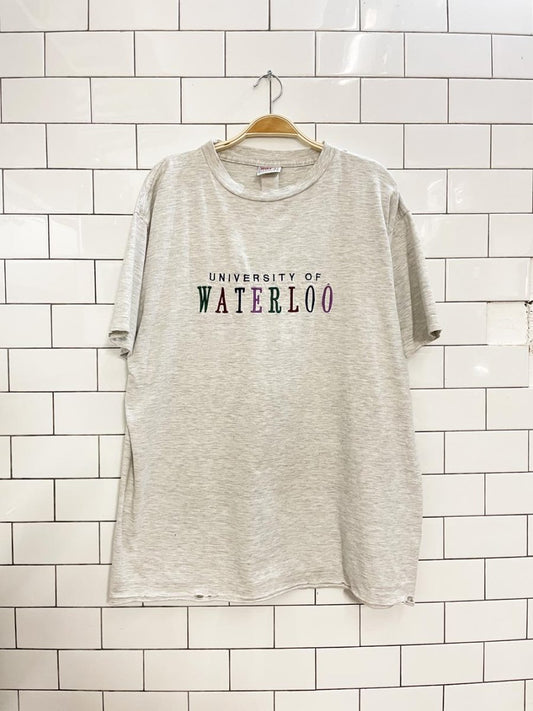 vintage 90s university of waterloo embroidered tee - good market thrift store