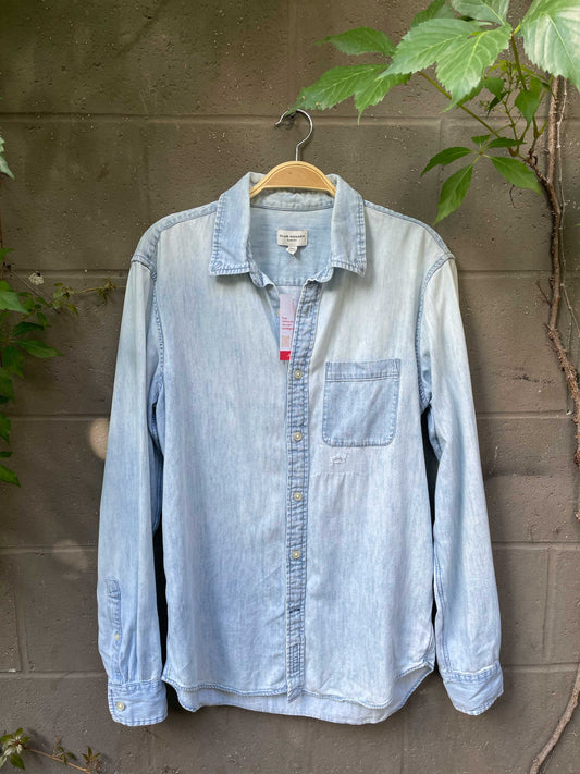 club monaco slim fit distressed denim shirt