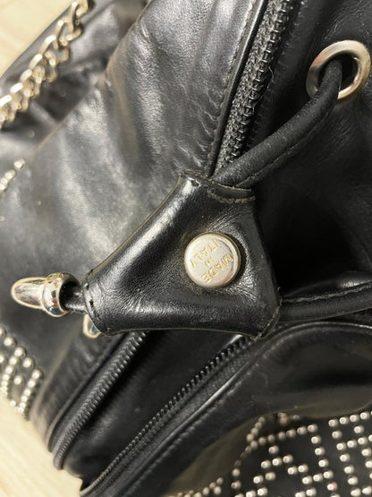 vintage 80s lion studded leather drawstring bag | made in italy - good market thrift store