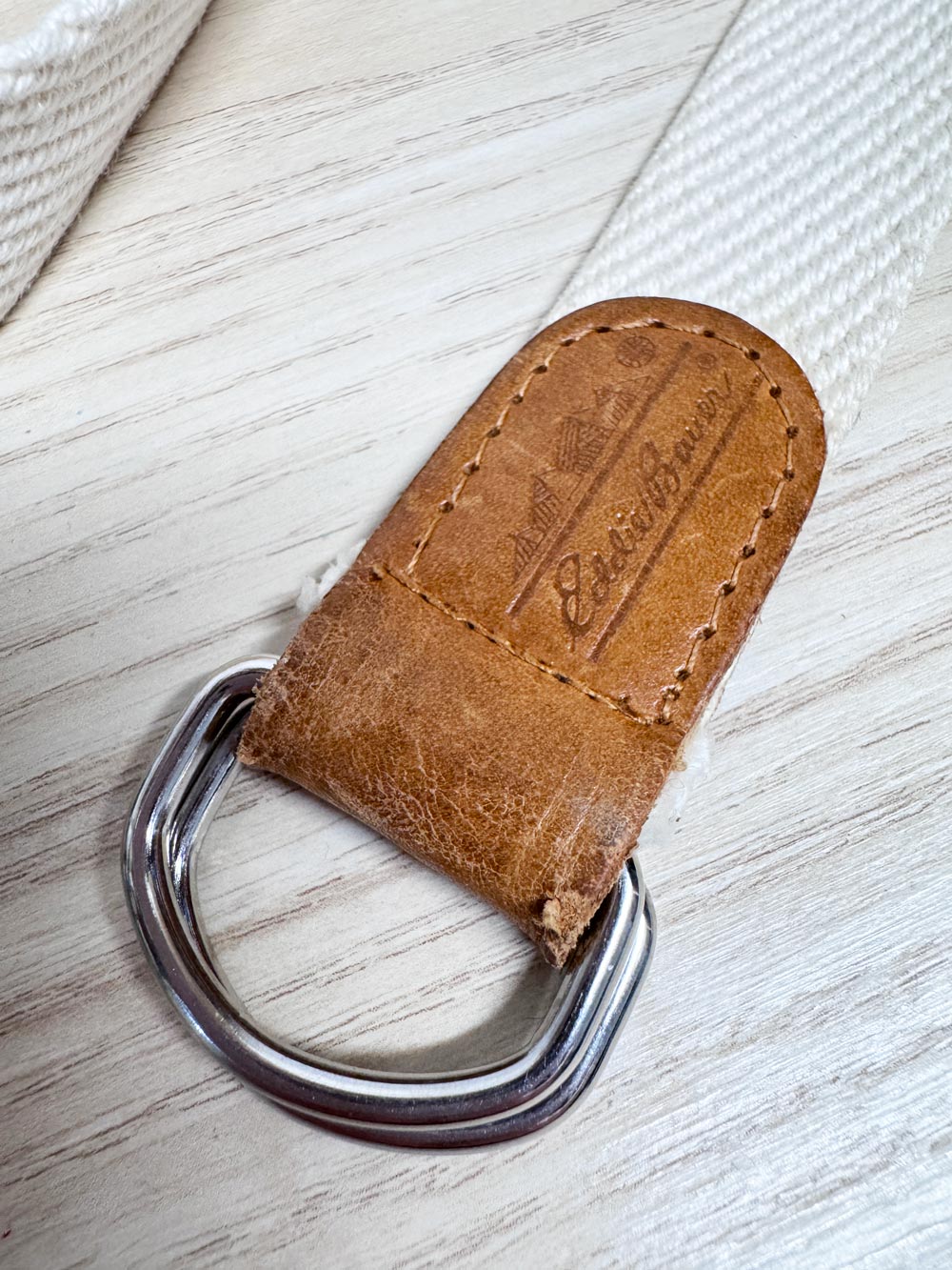 vintage 90s eddie bauer leather trim woven belt