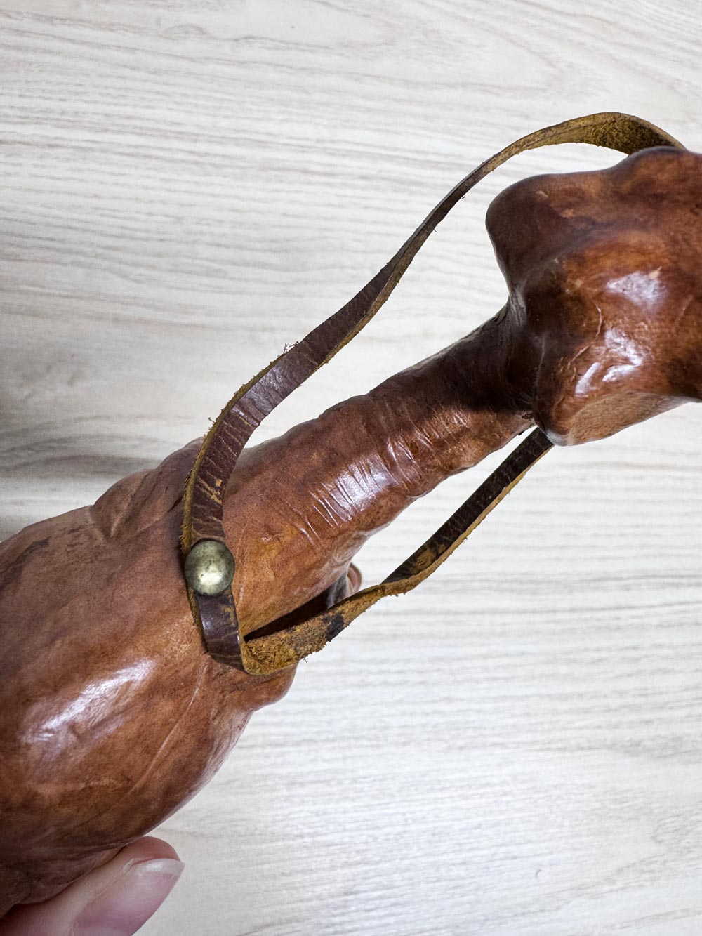 vintage leather wrapped handmade camel with glass eyes