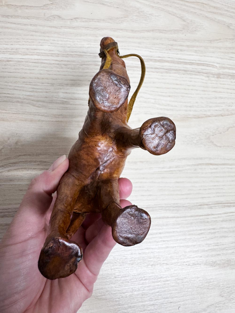vintage leather wrapped handmade camel with glass eyes