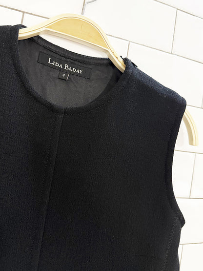 vintage lida baday sleeveless wool belted midi dress