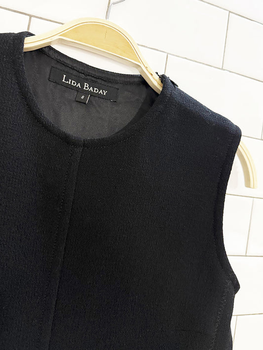 vintage lida baday sleeveless wool belted midi dress