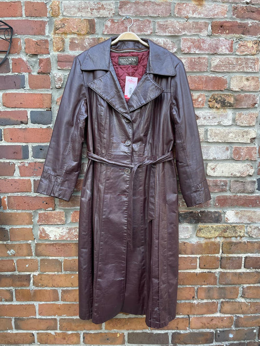 vintage cosa nova belted lined leather trench