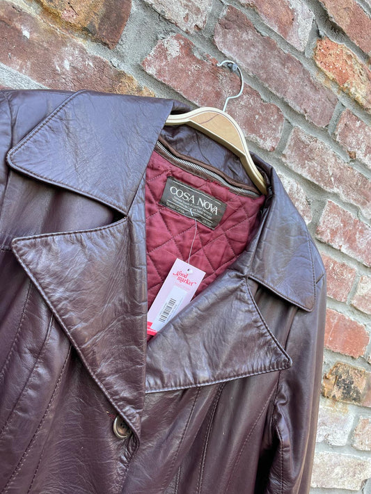 vintage cosa nova belted lined leather trench
