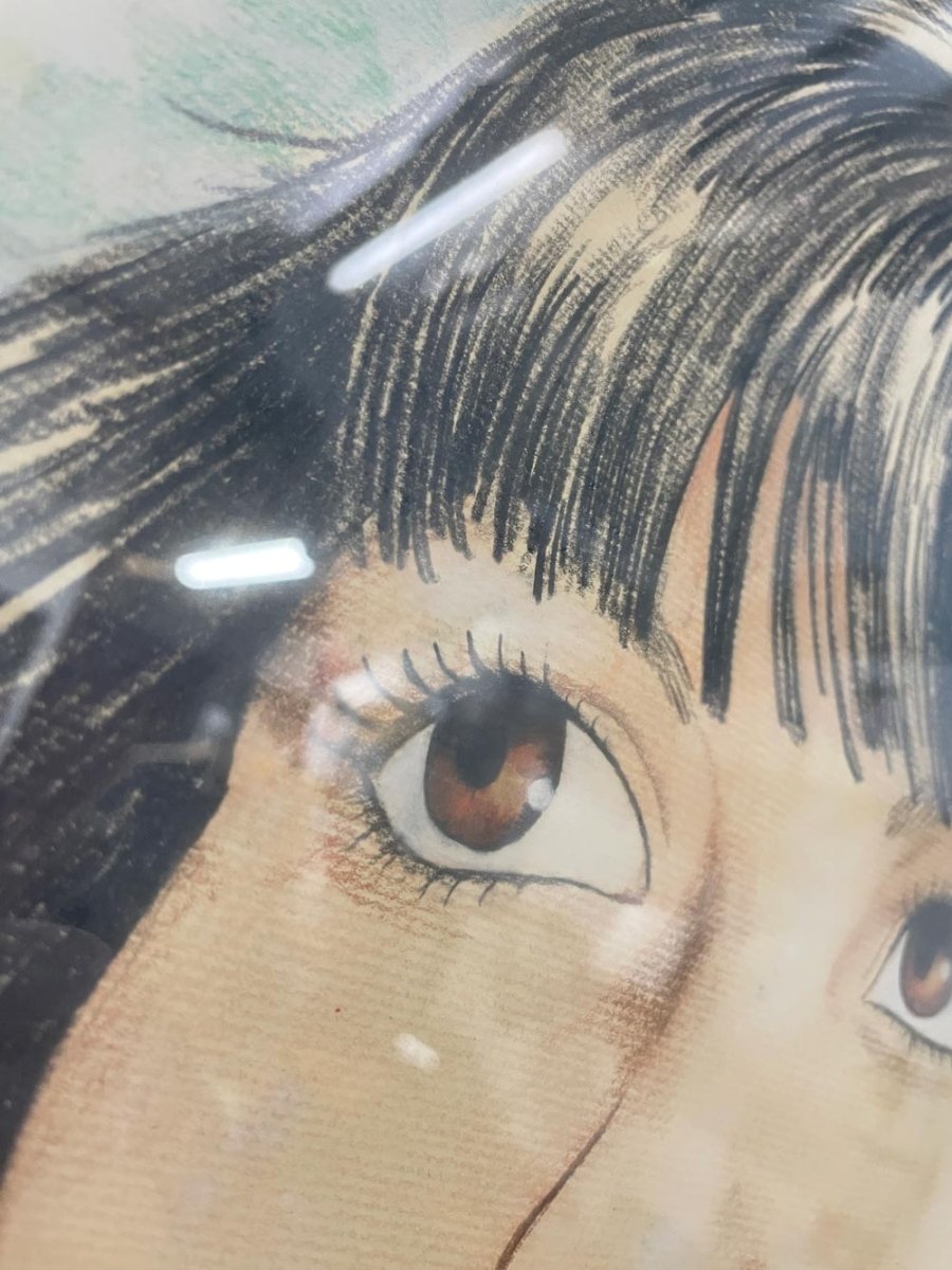 vintage 60s/70s original pastel on watercolour framed portrait art - good market thrift store