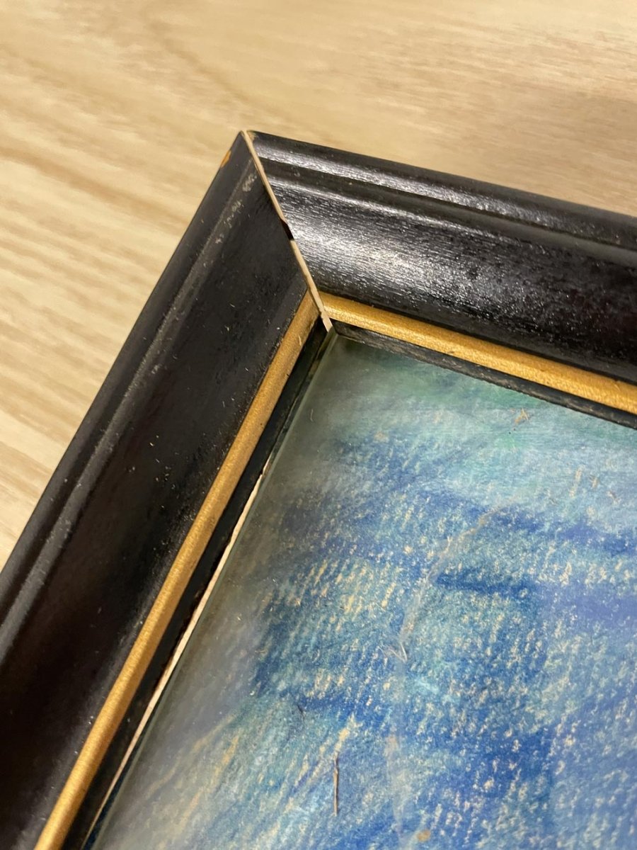 vintage 60s/70s original pastel on watercolour framed portrait art - good market thrift store