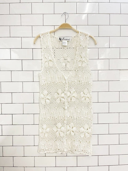 vintage 90s ll european ramie - cotton crochet knit vest mini dress - good market thrift store