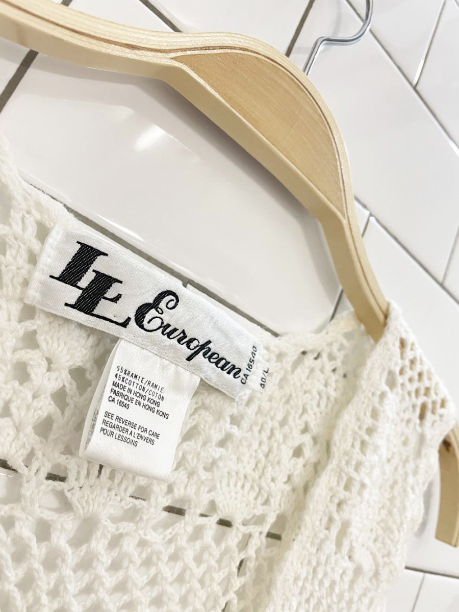 vintage 90s ll european ramie - cotton crochet knit vest mini dress - good market thrift store