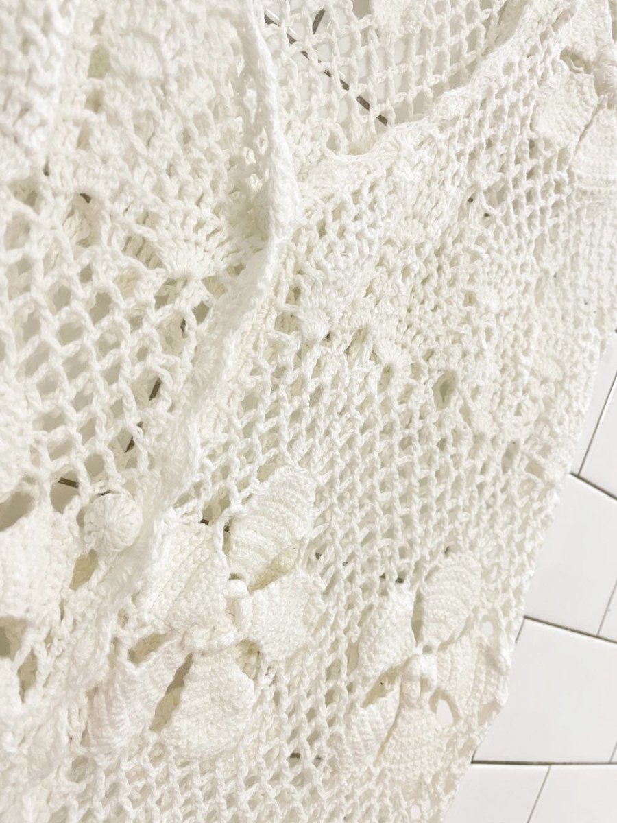 vintage 90s ll european ramie - cotton crochet knit vest mini dress - good market thrift store