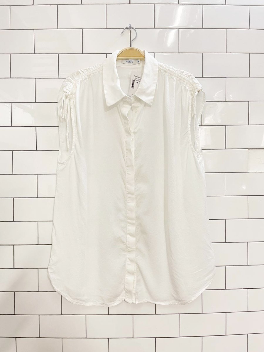 nwt reitmans linen - blend oversized drawstring shoulder shirt - good market thrift store
