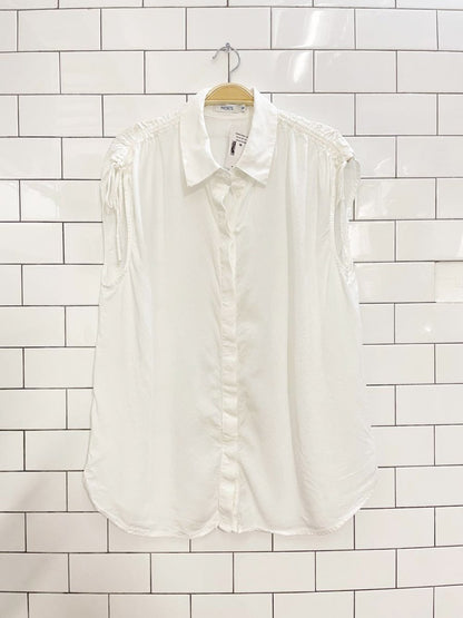 nwt reitmans linen - blend oversized drawstring shoulder shirt - good market thrift store
