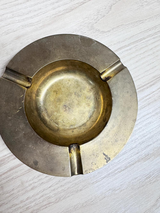 vintage mid-century brass round ashtray