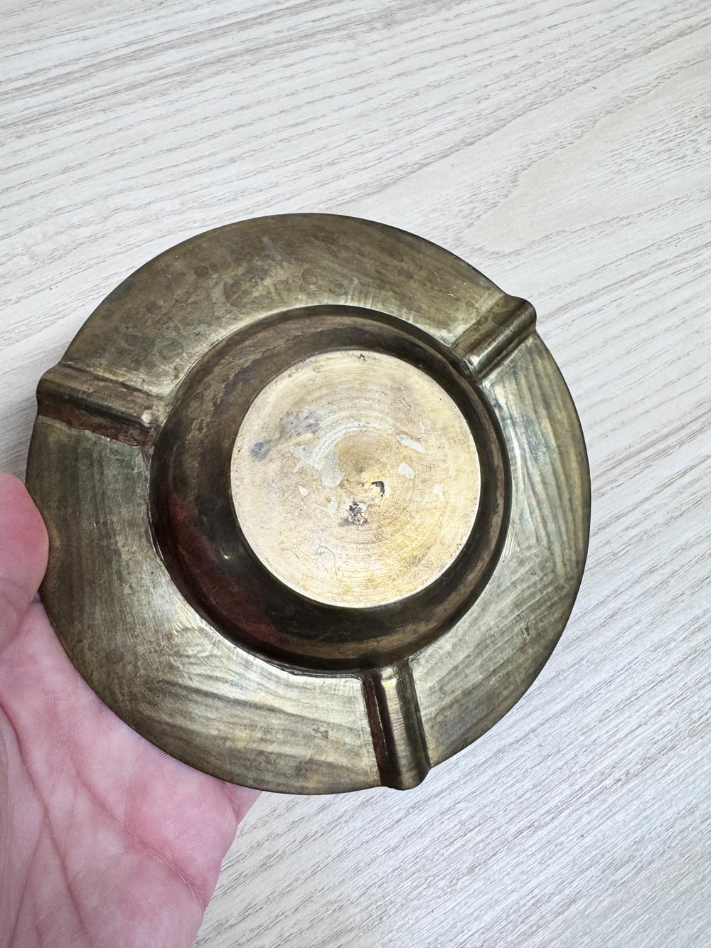 vintage mid-century brass round ashtray