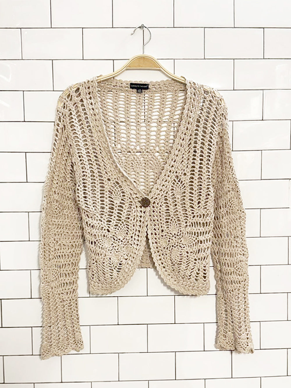 vintage carolyn taylor crochet knit cardigan