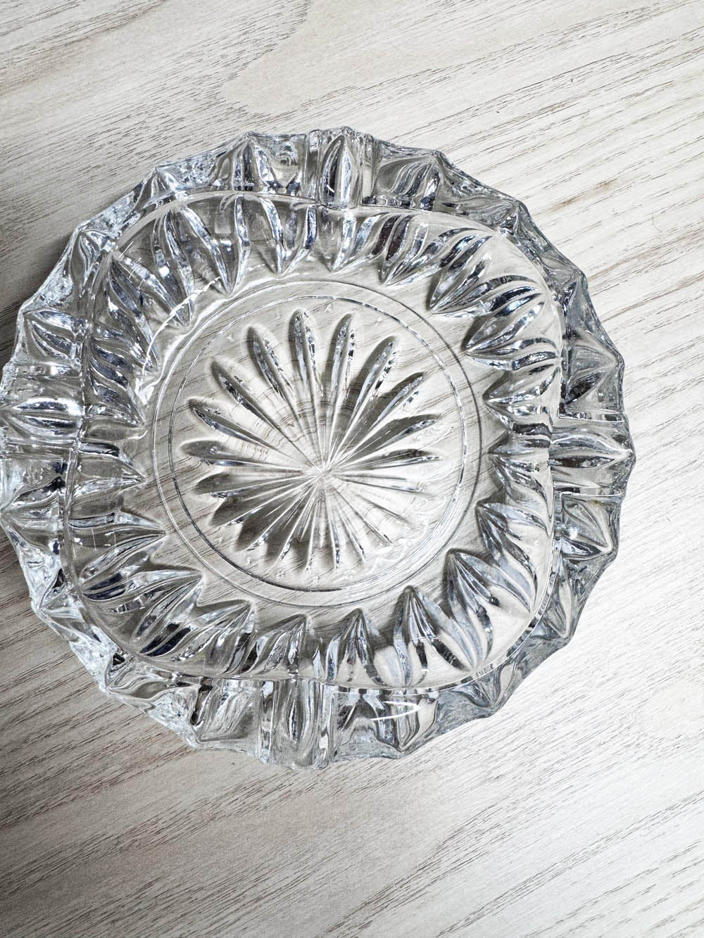 vintage crystal glass heavy ashtray