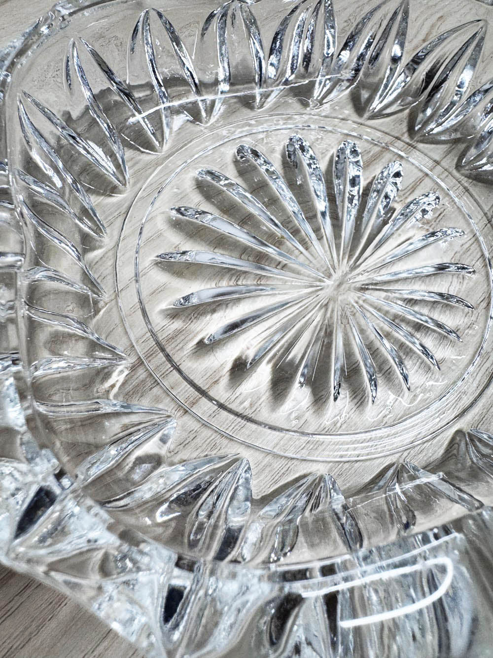 vintage crystal glass heavy ashtray