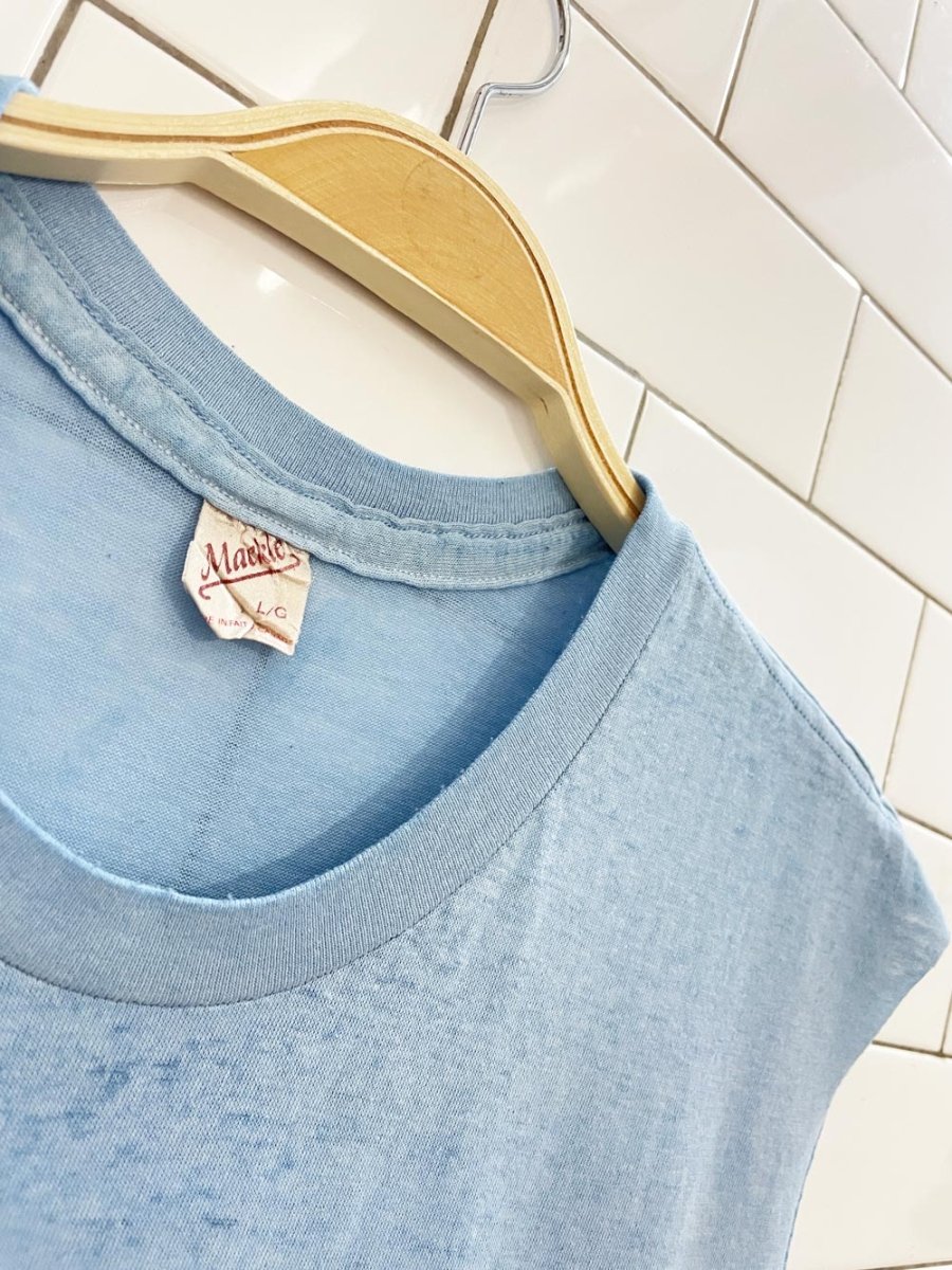 vintage 80s mackle single - stitch NPA sleeveless tee | northern prospectors' assoc. - good market thrift store