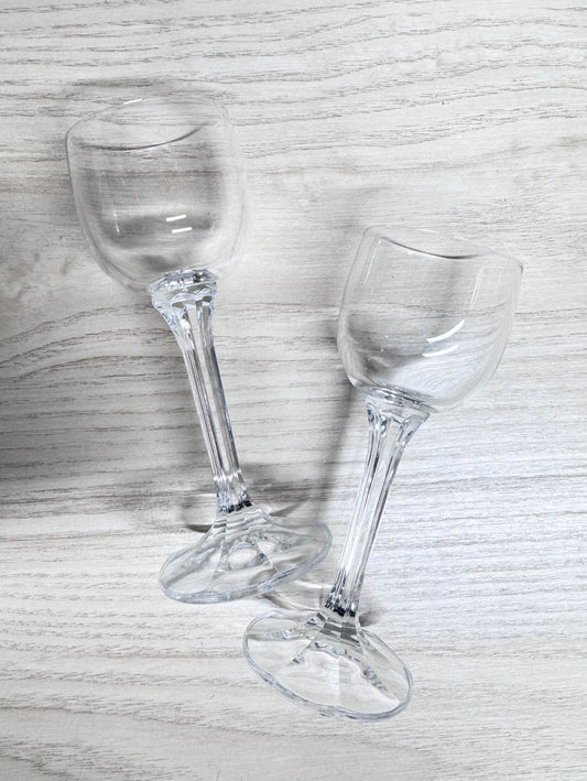x2 vintage crystal tall stem shot glasses