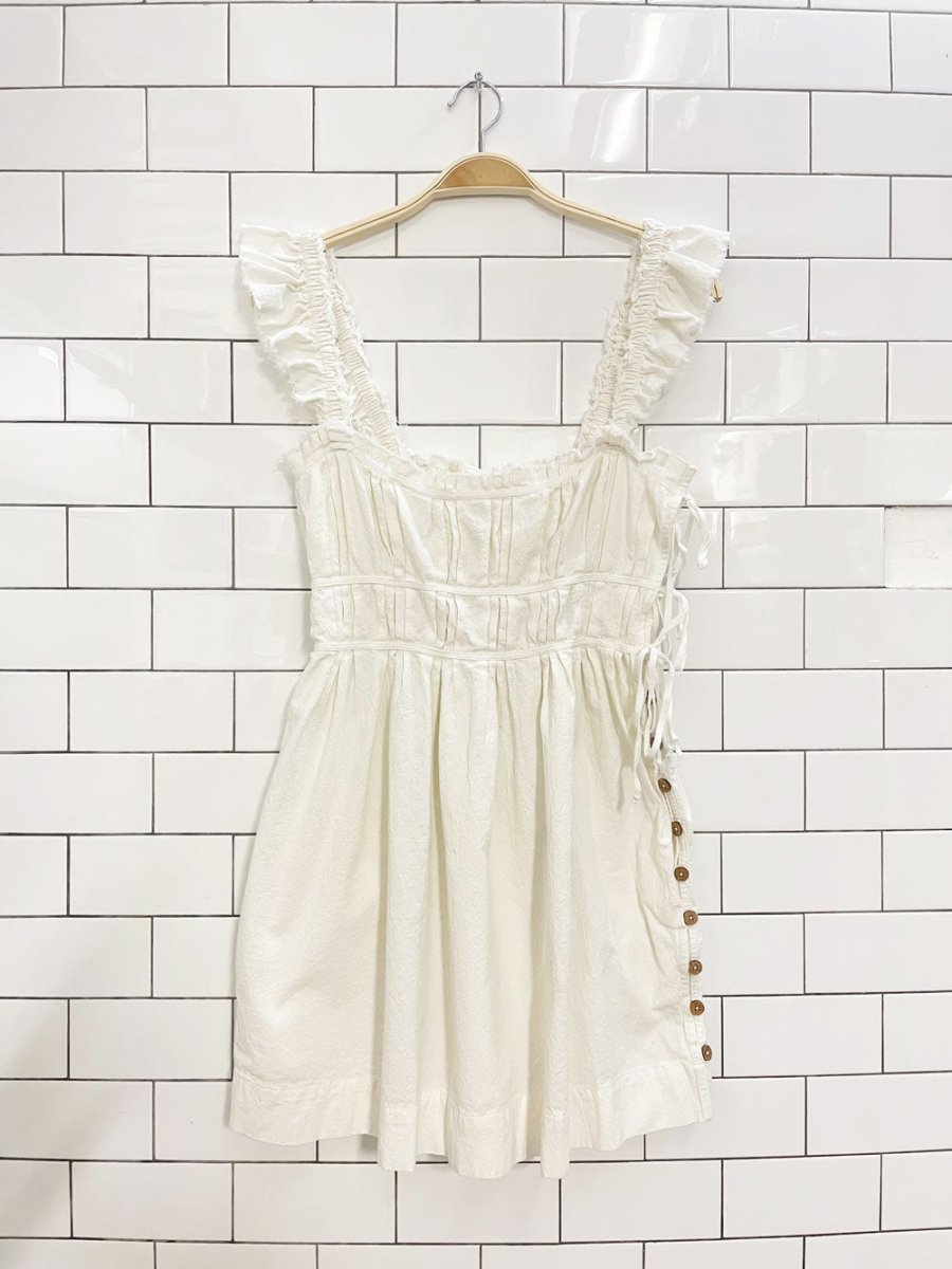 free people claudette ruffle shoulder mini dress - good market thrift store