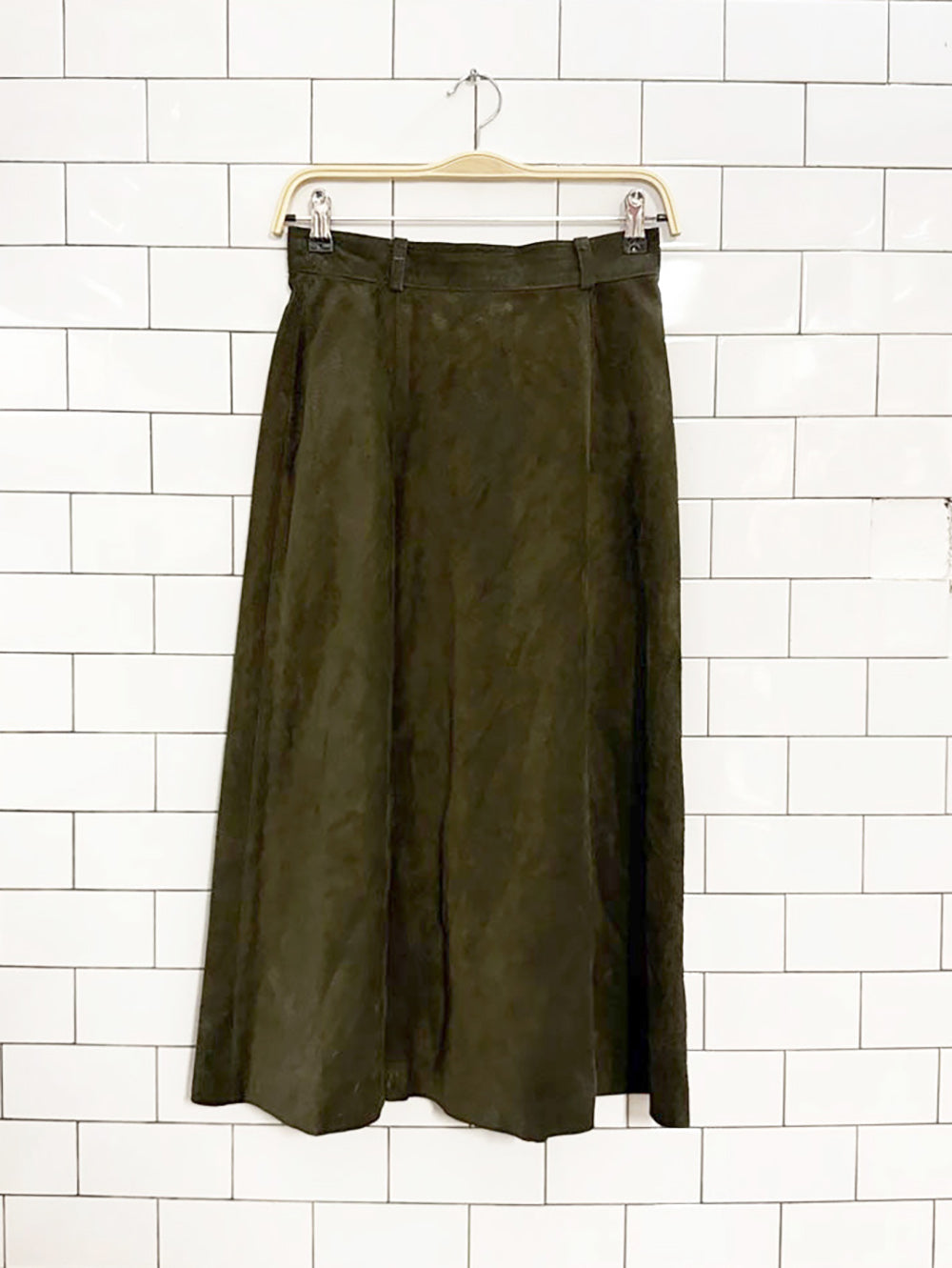 vintage l'officiel suede full midi skirt | leather