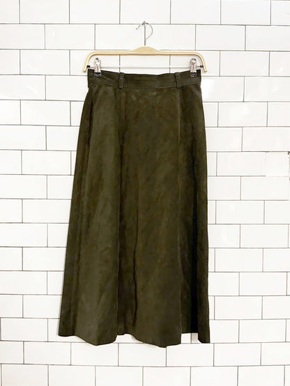 vintage l'officiel suede full midi skirt | leather