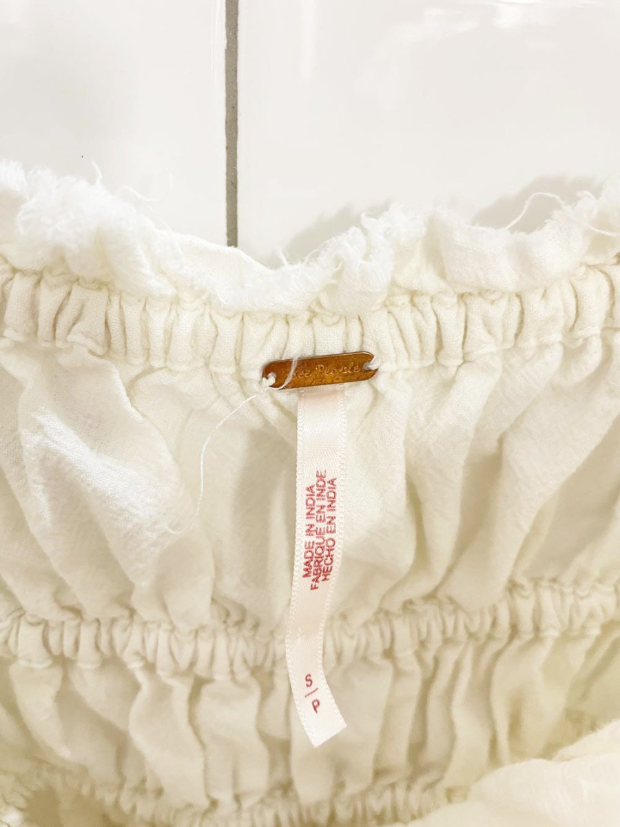 free people claudette ruffle shoulder mini dress - good market thrift store