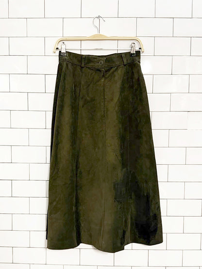 vintage l'officiel suede full midi skirt | leather