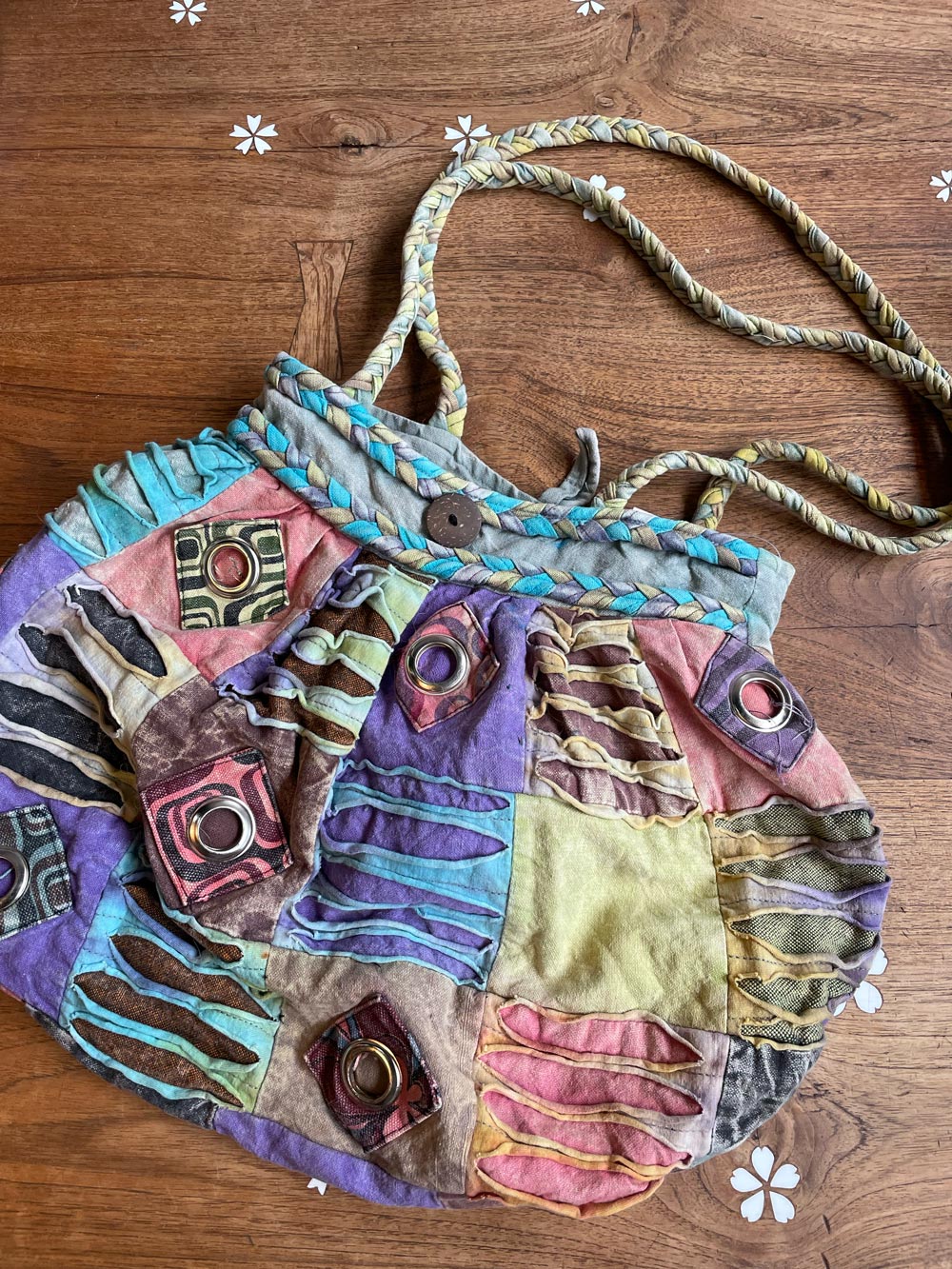 boho grunge patchwork nepal shoulder bag