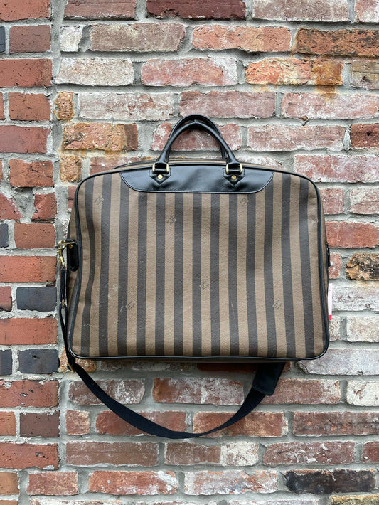 vintage capacci zucca stripe leather garment bag