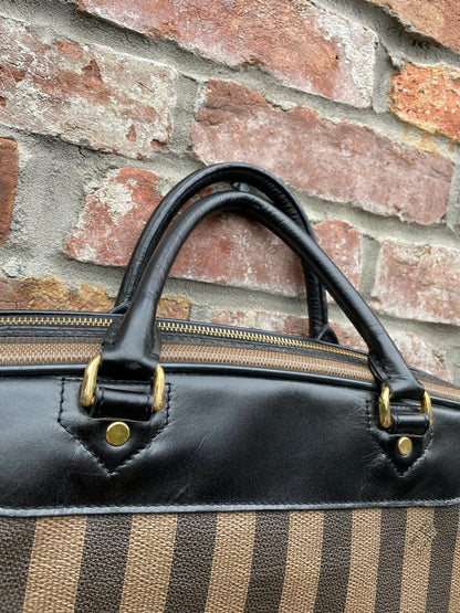 vintage capacci zucca stripe leather garment bag