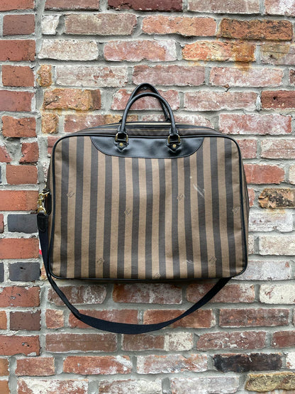 vintage capacci zucca stripe leather garment bag