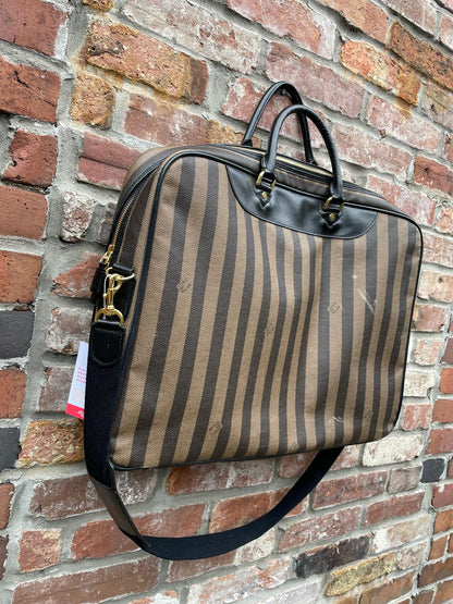vintage capacci zucca stripe leather garment bag