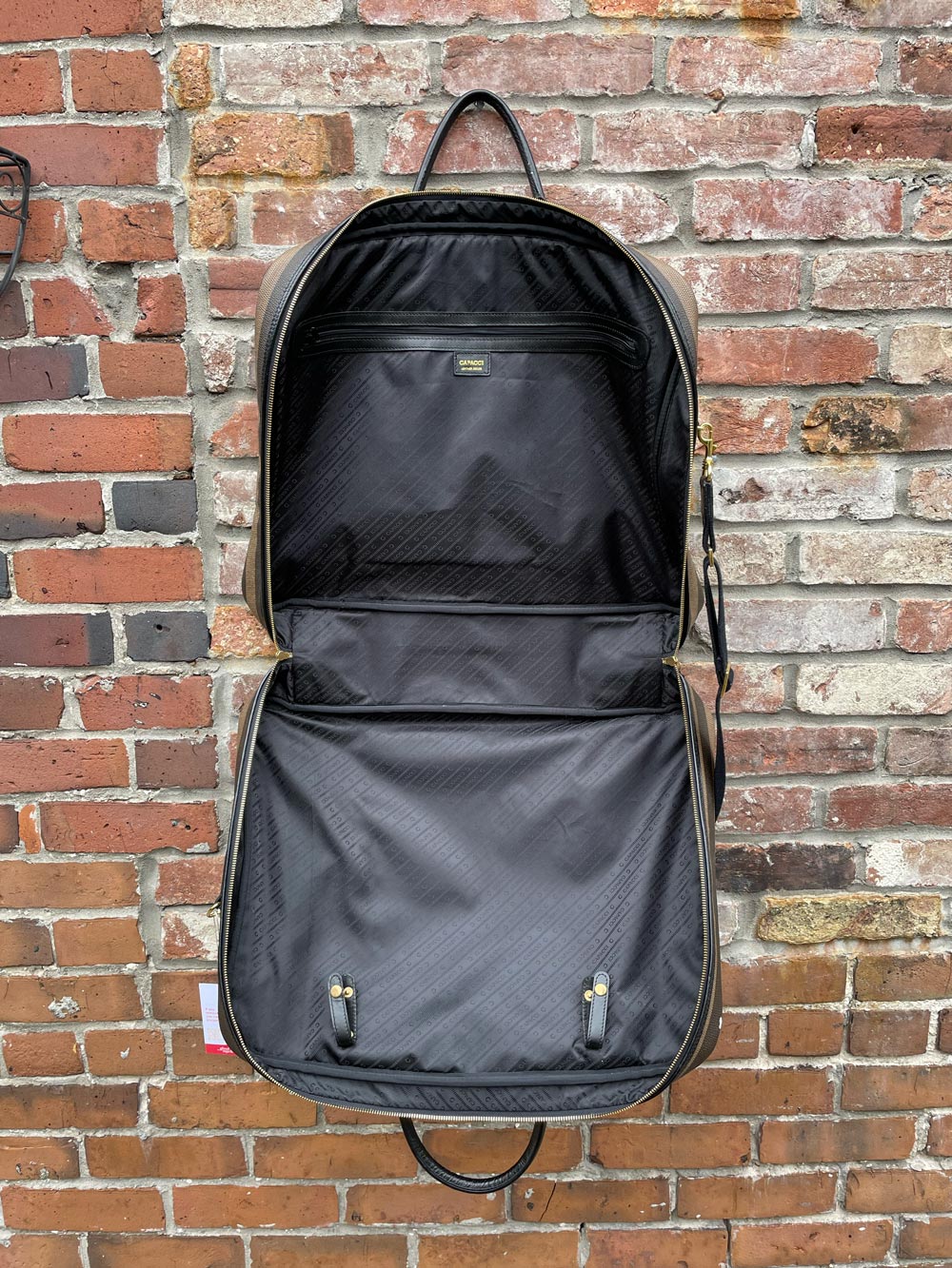 vintage capacci zucca stripe leather garment bag