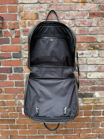 vintage capacci zucca stripe leather garment bag