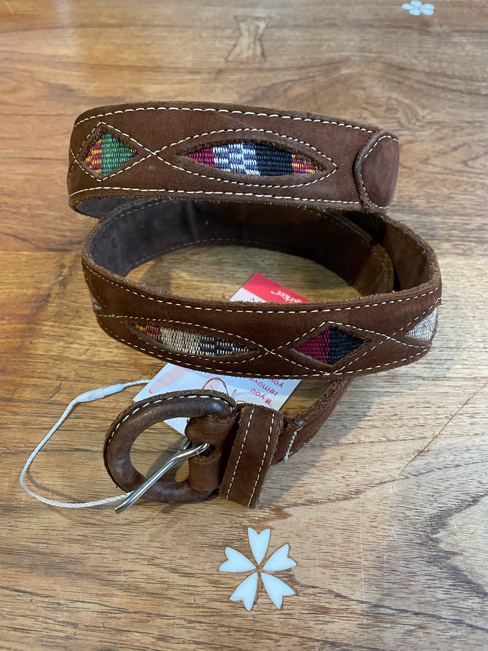 vintage boho cut out woven back suede belt