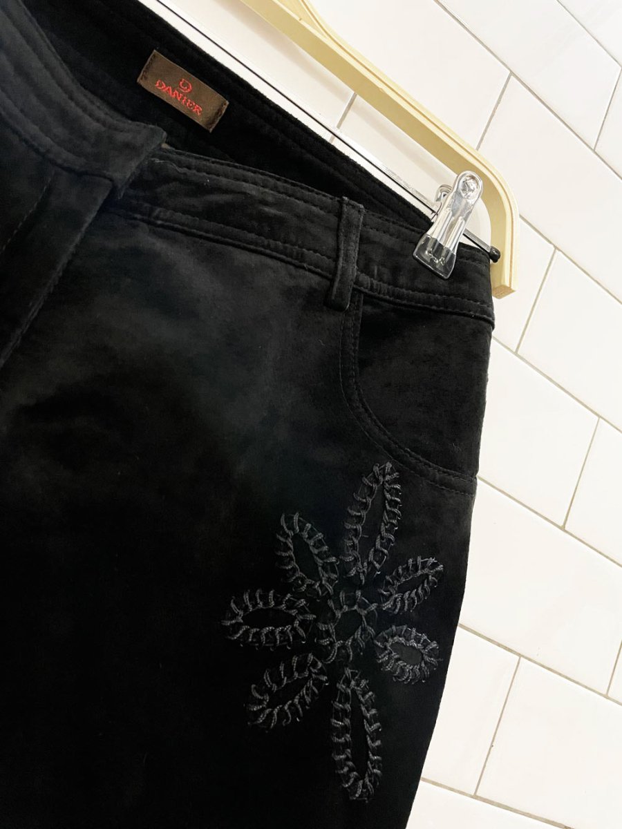 y2k danier crochet flare leg suede pants - good market thrift store